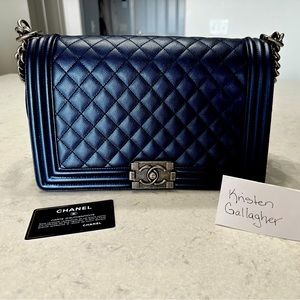 Authentic Chanel Caviar Metallic/Iridescent Boy Bag Medium- Rare and gorgeous!